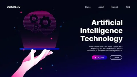 Artificial Intelligence Technology. Gradient Landing Page Template Stock Illustration