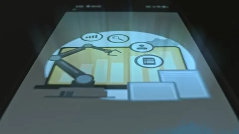 Artificial Intelligence in Technology, graphic presentation on smartphone Stock Footage 303631675