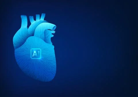 Artificial intelligence technology, the heart connected to the AI ??chip, s.. Stockillustratie