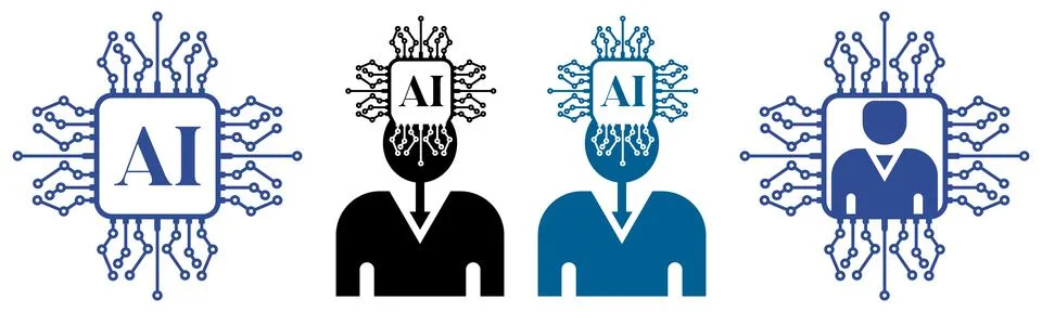 Artificial intelligence technology with human body vector illustration Ilustração Stock