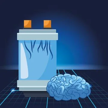 Artificial intelligence technology human brain science Stock Illustration