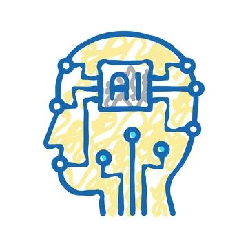 Artificial intelligence technology icon doodle illustration イラスト素材