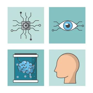 Artificial intelligence technology icons イラスト素材