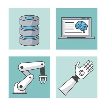 Artificial intelligence technology icons Illustrazione stock