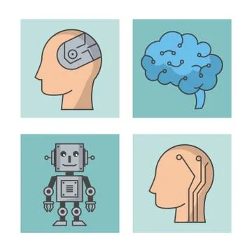 Artificial intelligence technology icons 스톡 일러스트