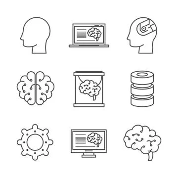 Artificial intelligence technology icons Stockillustratie