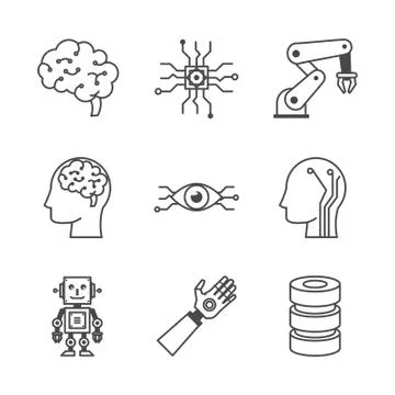 Artificial intelligence technology icons イラスト素材