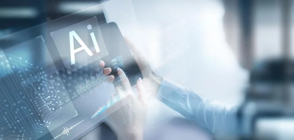Artificial Intelligence Technology Integration in Modern Work Environments. Stock Photos