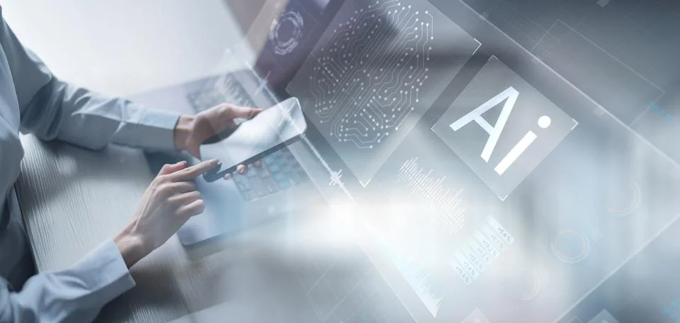 Artificial Intelligence Technology Integration in Modern Work Environments. Stock Photos