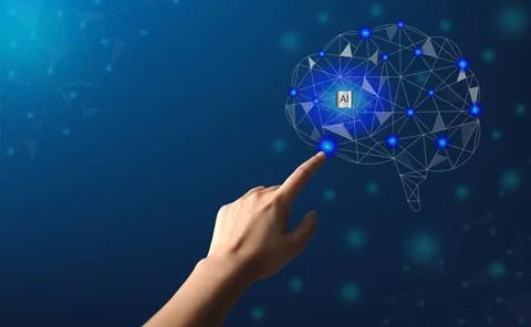 Artificial intelligence technology, Machine learning and robotic concept. 库存照片