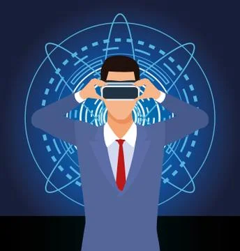 Artificial intelligence technology man using vr goggles 스톡 일러스트