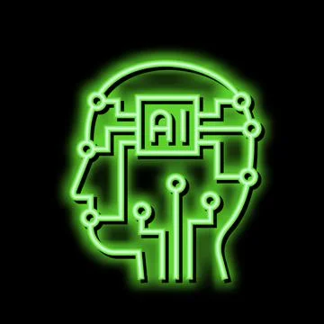 Artificial intelligence technology neon glow icon illustration 스톡 일러스트