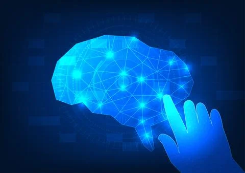 Artificial intelligence technology, or AI, that can process information qui.. Stockillustratie