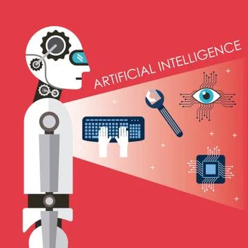 Artificial intelligence technology process success futurist 스톡 일러스트