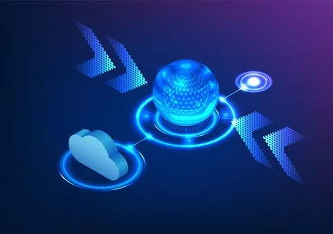 Artificial intelligence technology receives and transmits data, linked to a.. 스톡 일러스트