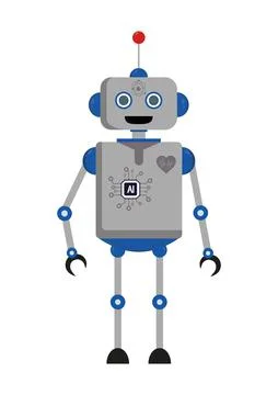Artificial intelligence technology robot isolated on white background vector Stock Illustration