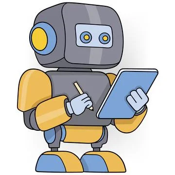 Artificial intelligence technology, robot is studying the world carrying a .. Stock Illustration