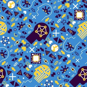 Artificial Intelligence Technology Seamless Pattern Illustrazione stock