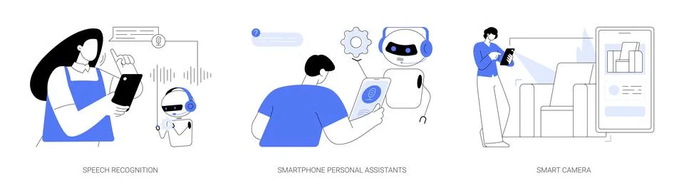 Artificial Intelligence technology use abstract concept vector illustrations. Stock Illustration