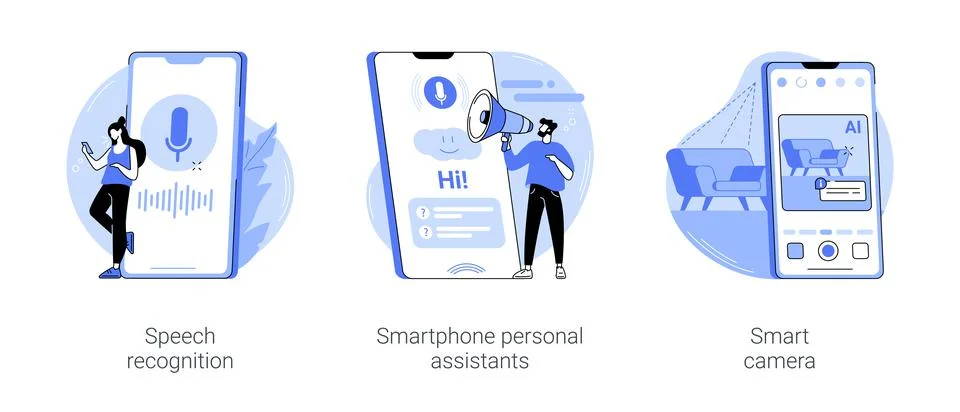 Artificial Intelligence technology use isolated cartoon vector illustrations se Stock Illustration