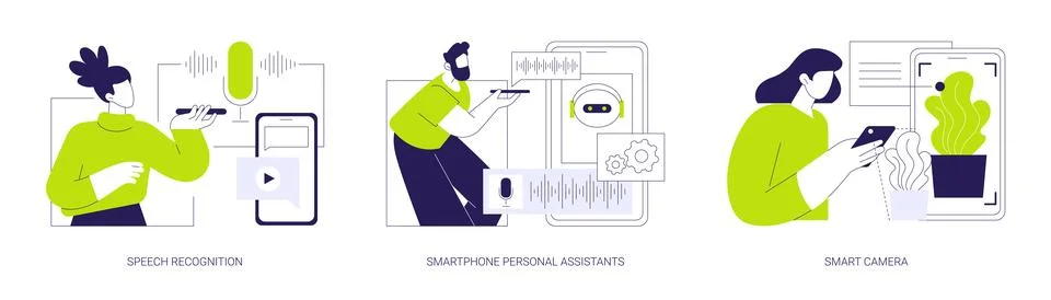 Artificial Intelligence technology use isolated cartoon vector illustrations se Stock Illustration