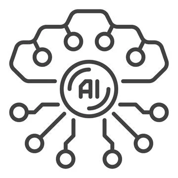 Artificial Intelligence Technology vector AI icon or symbol in outline style Stock Illustration