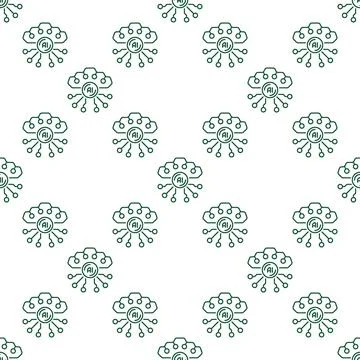 Artificial Intelligence Technology vector AI seamless pattern in outline styl 스톡 일러스트