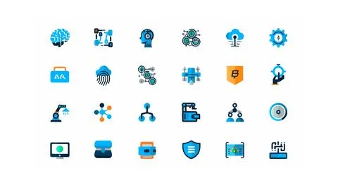 Artificial Intelligence Technology Vector Icons  Machine Learning Neural Net Stockillustratie