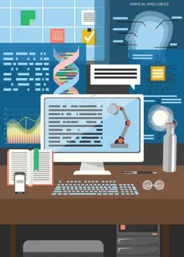 Artificial intelligence technology vector poster design template Stock Illustration