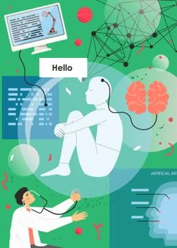 Artificial intelligence technology vector poster design template Stock Illustration