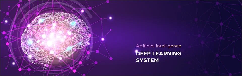 Artificial Intelligence template for ai machine deep learning technology sci-fi Illustrazione stock