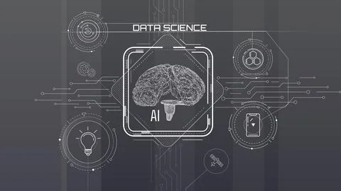 Artificial intelligence testing, virtual interface concept. 库存插图
