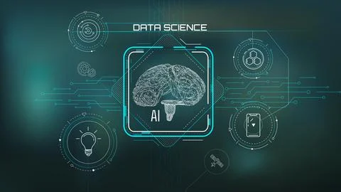 Artificial intelligence testing, virtual interface concept. 库存插图