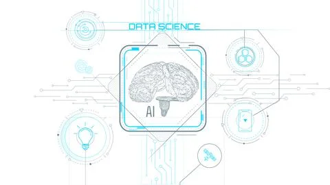 Artificial intelligence testing, virtual interface concept. 스톡 일러스트