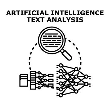 Artificial intelligence text analysis and data processing concept Stock Illustration