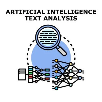 Artificial intelligence text analysis and data processing concept Stock Illustration