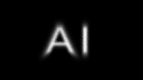 Artificial intelligence text animation with glowing light rays effect on bl.. Stock Footage 336803678