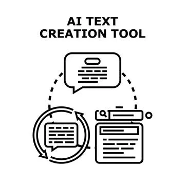 Artificial intelligence text creation tool generating content Stock Illustration