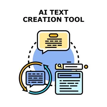 Artificial intelligence text creation tool generating content Stock Illustration