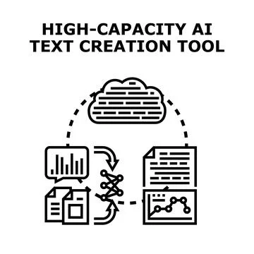 Artificial intelligence text creation tool concept development Stock Illustration
