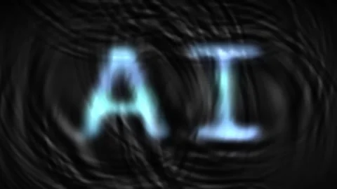 Artificial intelligence text dissolving in dark water Stock Footage 341585424