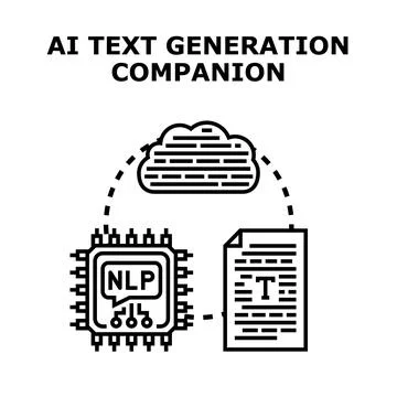 Artificial intelligence text generation and natural language processing conce 스톡 일러스트