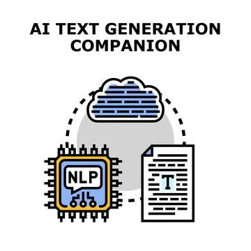 Artificial intelligence text generation and natural language processing conce Stock Illustration