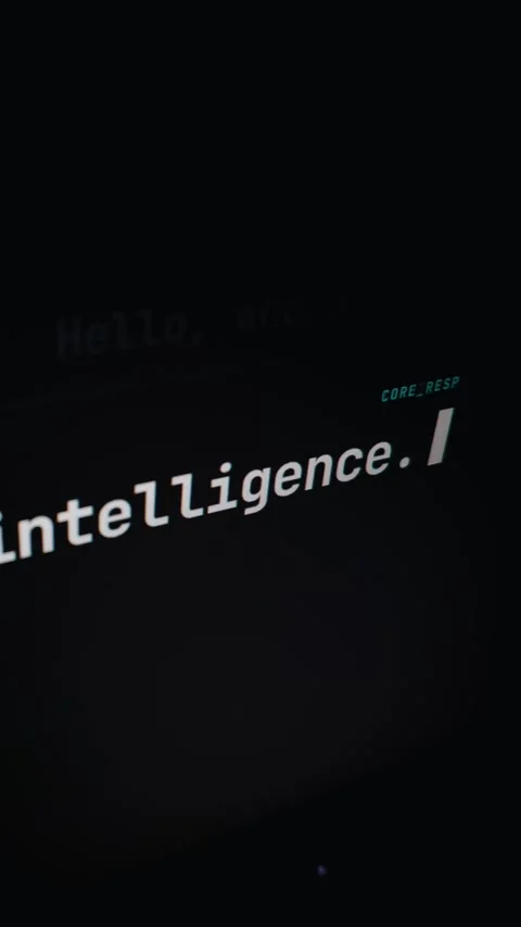 Artificial Intelligence Text Interface Asking Who Are You Question Display Stock Footage 334730406