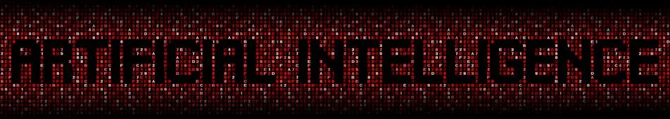 Artificial Intelligence text over hex code illustration Stock Illustration