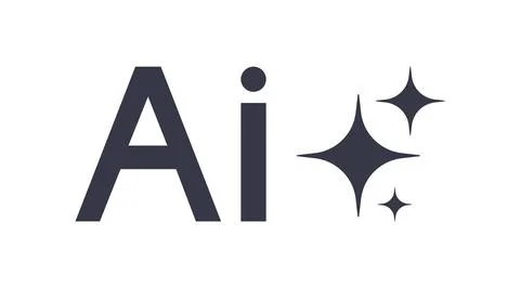 Artificial intelligence text symbol with twinkling stars. Ai web icon Stock Illustration