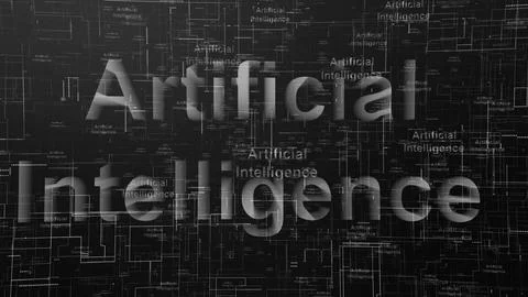 Artificial intelligence text technology background black white 스톡 일러스트