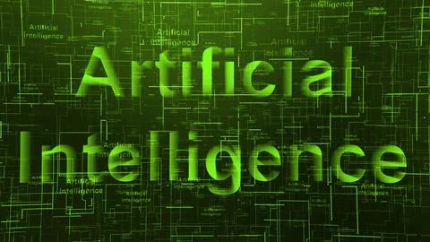 Artificial intelligence text technology background green color Stock Illustration