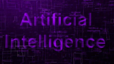 Artificial intelligence text technology background purple color 스톡 일러스트