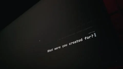 Artificial Intelligence Text Typing Chat Response on Dark Computer Screen Stock Footage 334732969